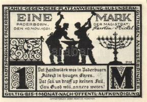 Német Birodalom / Weimari Köztársaság / Padeborn 1921. 25Pf + 50Pf + 75Pf + 1M + 2M 5 klf db, teljes...