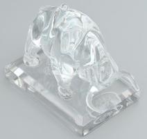 Ajka Crystal kristály bika figura talpazaton. Jelzett, eredeti dobozában, hibátlan, 15x10x12 cm /// ...