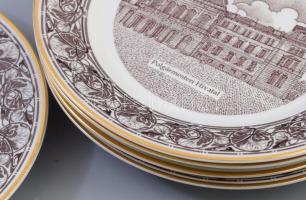 Decobex 6 darab Sopron témájú dísztál. Jelzett, hibátlan, d: 20,5 cm