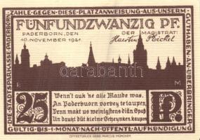 Német Birodalom / Weimari Köztársaság / Padeborn 1921. 25Pf + 50Pf + 75Pf + 1M + 2M 5 klf db, teljes...