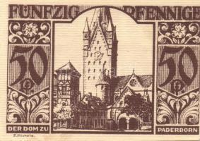 Német Birodalom / Weimari Köztársaság / Padeborn 1921. 25Pf + 50Pf + 75Pf + 1M + 2M 5 klf db, teljes...