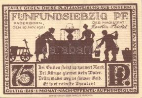 Német Birodalom / Weimari Köztársaság / Padeborn 1921. 25Pf + 50Pf + 75Pf + 1M + 2M 5 klf db, teljes...