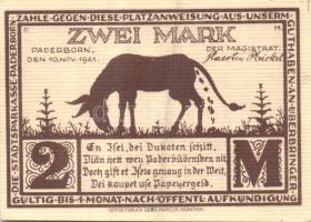 Német Birodalom / Weimari Köztársaság / Padeborn 1921. 25Pf + 50Pf + 75Pf + 1M + 2M 5 klf db, teljes...