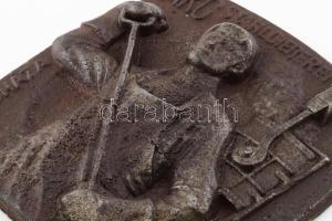 Pataky Béla (1932-): Alföldi Kohászat és Gépipar Orosháza öntöttvas plakett, 21x20 cm
