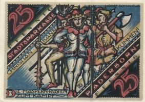 Német Birodalom / Weimari Köztársaság / Padeborn 1921. 25Pf + 50Pf + 75Pf + 1M + 2M 5 klf db, teljes...