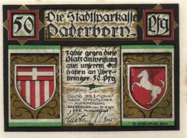 Német Birodalom / Weimari Köztársaság / Padeborn 1921. 50Pf + 75Pf + 1M + 2M 4 klf db, teljes sor T:...