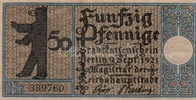 Német Birodalom / Weimari Köztársaság / Berlin 1921. 50Pf (20x) 20 klf db, teljes sor T:I,I-