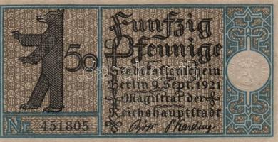 Német Birodalom / Weimari Köztársaság / Berlin 1921. 50Pf (20x) 20 klf db, teljes sor T:I,I-