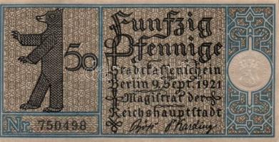 Német Birodalom / Weimari Köztársaság / Berlin 1921. 50Pf (20x) 20 klf db, teljes sor T:I,I-