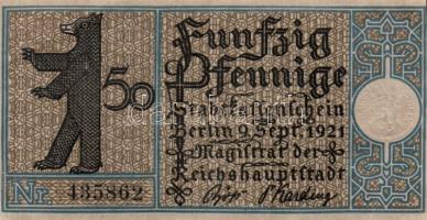 Német Birodalom / Weimari Köztársaság / Berlin 1921. 50Pf (20x) 20 klf db, teljes sor T:I,I-