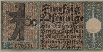 Német Birodalom / Weimari Köztársaság / Berlin 1921. 50Pf (20x) 20 klf db, teljes sor T:I,I-