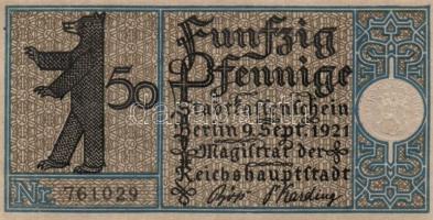 Német Birodalom / Weimari Köztársaság / Berlin 1921. 50Pf (20x) 20 klf db, teljes sor T:I,I-