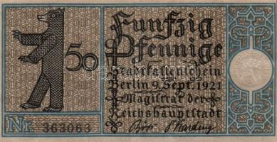 Német Birodalom / Weimari Köztársaság / Berlin 1921. 50Pf (20x) 20 klf db, teljes sor T:I,I-