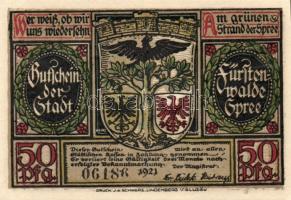 Német Birodalom / Weimari Köztársaság / Fürstenwalde 1921. 20Pf (3x) + 25Pf (3x) 50Pf (3x) 9 klf db,...