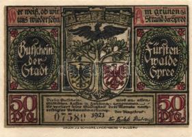 Német Birodalom / Weimari Köztársaság / Fürstenwalde 1921. 20Pf (3x) + 25Pf (3x) 50Pf (3x) 9 klf db,...