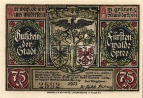 Német Birodalom / Weimari Köztársaság / Fürstenwalde 1921. 75Pf (3x) 3 klf db, teljes sor T:I-