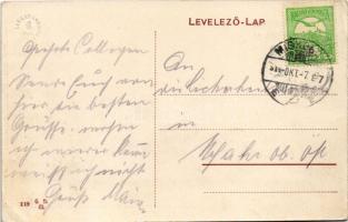 1914 Miskolc, Király utca és Király híd, Erzsébet Szálloda és Kávéház, üzletek, villamos