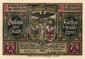 Német Birodalom / Weimari Köztársaság / Fürstenwalde 1921. 75Pf (3x) 3 klf db, teljes sor T:I-