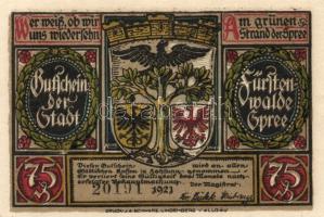 Német Birodalom / Weimari Köztársaság / Fürstenwalde 1921. 75Pf (3x) 3 klf db, teljes sor T:I-