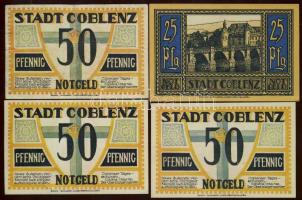 Német Birodalom / Weimari Köztársaság / Coblenz 1921. 25Pf + 50Pf (3x) 4 klf db, teljes sor T:I,II