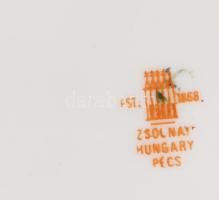 Zsolnay porcelán tányérka. kézzel festett, jelzett, hibátlan 8,5 cm