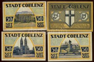 Német Birodalom / Weimari Köztársaság / Coblenz 1921. 25Pf + 50Pf (3x) 4 klf db, teljes sor T:I,II