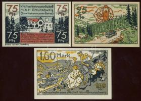 Német Birodalom / Weimari Köztársaság / Braunschweig 1921. 25Pf + 75Pf + 1,60M 3 klf db, teljes sor ...