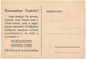 Csend legyen! Most a keresztény többség beszél! Keresztény Községi (Wolff) Párt anti-kommunista és a...