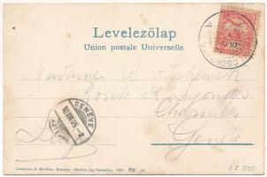 1905 Tátra, Magas-Tátra, Vysoké Tatry; Csorbatói fogaskerekű vasútállomás, vonat, gőzmozdony. Cattar...