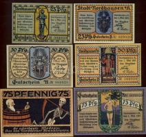 Német Birodalom / Weimari Köztársaság / Nordhausen 1921. 25Pf (2x) + 50Pf (2x) + 75Pf (2x) 6 klf db,...