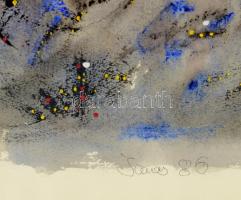 Kardos János (1946-2018): Kompozíció. Akvarell, papír. jelzett, üvegezett keretben 52x69 cm