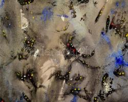 Kardos János (1946-2018): Kompozíció. Akvarell, papír. jelzett, üvegezett keretben 52x69 cm