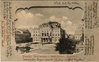 1901 Pozsony, Pressburg, Bratislava; Városi színház. Divald Károly 443. sz. / Städt. Theater / theatre