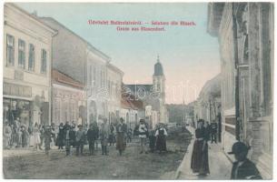 1907 Balázsfalva, Blasendorf, Blaj; utca, Naftali Vilmos üzlete és saját kiadása / street view, shops (EK)