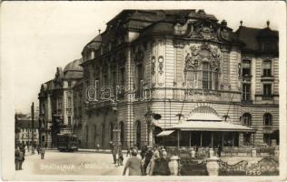 1929 Pozsony, Pressburg, Bratislava; Reduta / Vigadó, kaszinó, villamos / casino, tram (fl)