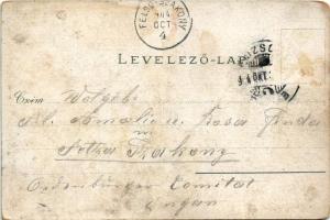 1904 Pozsony, Pressburg, Bratislava; Stefánia út, villamos, hirdetőoszlop / Stefanie-Strasse / stree...