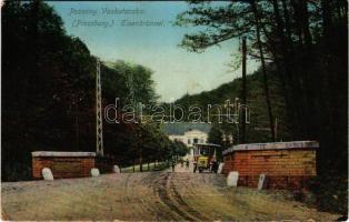 1910 Pozsony, Pressburg, Bratislava; Vaskutacska, Ferdinánd király vasfürdő, korai trolibusz / Eisenbrünnel (Eisenbründl) / Zelezná Studénka / spa with early trolleybus (kopott sarkak / worn corners)