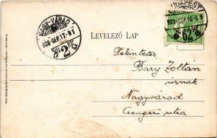 1908 Budapest VI. Teréz körút, Nyugati pályaudvar, vasútállomás, villamos. Tóth Károly és Schwartz A...