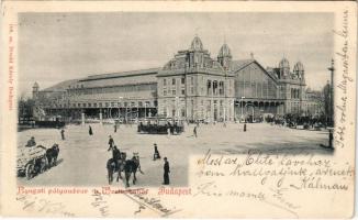 1899 (Vorläufer) Budapest VI. Nyugati pályaudvar, vasútállomás, villamos. Divald Károly 108. sz. (kis szakadás / small tear)