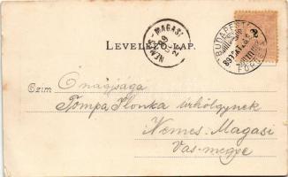 1899 (Vorläufer) Budapest VI. Nyugati pályaudvar, vasútállomás, villamos. Divald Károly 108. sz. (ki...