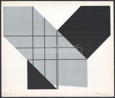 Trombitás Tamás (1952-): Geometrikus kompozíció (cím nélkül), 1982. Szitanyomat, papír, jelzett. Számozott: 70/130. 25,5x33 cm. / screenprint on paper, signed, numbered (70/130)