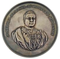 1898. Samassa József egri érseki székre emelésének 25. évfordulója kétoldalas, peremene jelzett Ag emlékérem JOSEPHUS SAMASSA ARCHIEPPUS AGRIENSIS / PER V LUSTRA FIDE SAPIENTIA FORTITUDINE MUNIFICENTIA SUOS GUBERNANTI AD JUSTAM VIRTUTUM LAUDEM CAPITULUM ET CLERUS A DIOEC AGRIENSIS MDCCCLXXIII-MDCCCIIC (71,19g/0.800/61mm) T:AU,XF patina / Hungary 1898. Archbishop Joseph Samassa from Eger double-sided commemorative Ag medallion, hallmark on the edge (71,19g/0.800/61mm) C:AU,XF patina