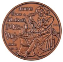 Lebó Ferenc (1960-) 2001. "MÉE - 1000 éves a magyar pénzverés / 100 éves a magyar Numizmatikai Társulat" kétoldalas bronz emlékérem (42,5mm) T:UNC,AU