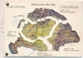 Hungaria 896-1918 - mechanikus térképes irredenta lap tokban / Map of Hungary, Irredenta mechanical ...