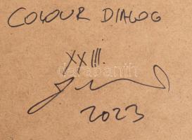 Zalavári József (1955-): Colour dialog XXIII., 2023. Alumínium eloxal. Jelzett a hátoldalán. 56x47 c...