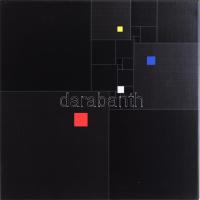 Ottó László (1966-): Squares in square/ with 3, Fibonacci sequence, 2017. Akril, vászon, jelzett a hátoldalán. 45×45 cm / Acrylic on canvas, signed on the reverse.