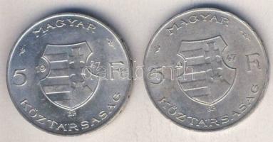 1947. 5Ft Ag "Kossuth" (2x) T:2,2/3