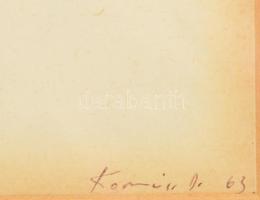 Korniss Dezső (1908-1984): Kalligráfia, 1963. Tus, papír, jelzett. Üvegezett fakeretben, 29×20 cm. /...