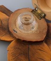 3 darab retro iparművész fa tárgy: dugóhúzó, pipa, tintatartó tégellyel, a pipán zsűri címkével