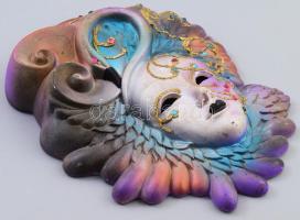 Velencei karneváli maszk, jelzés nélkül, kopással, 27x20 cm